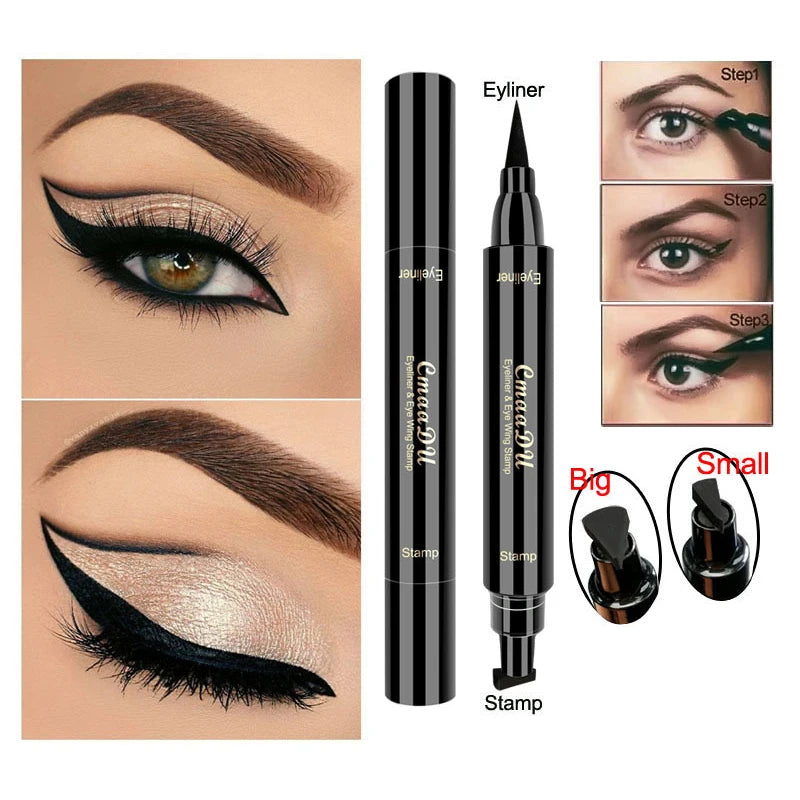 Big Seal Stamp Liquid Eyeliner Pen Waterproof Fast Dry Black Eye Liner Pencil with Eyeliner Cosmetic Double-Ended Eyeliner