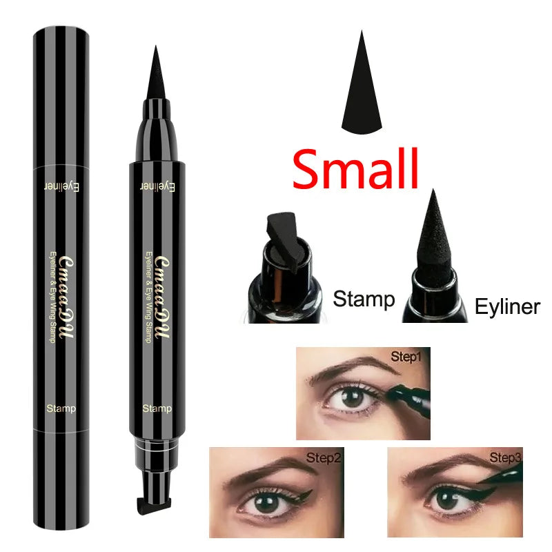Big Seal Stamp Liquid Eyeliner Pen Waterproof Fast Dry Black Eye Liner Pencil with Eyeliner Cosmetic Double-Ended Eyeliner