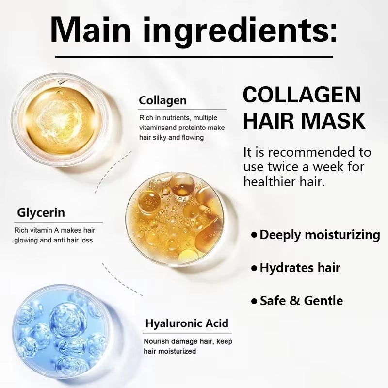 Collagen-Infused Moroccan Argan Oil Hair Mask for Deep Repair and Revitalization of Dry, Damaged Hair