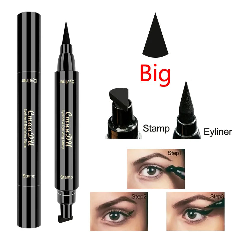 Big Seal Stamp Liquid Eyeliner Pen Waterproof Fast Dry Black Eye Liner Pencil with Eyeliner Cosmetic Double-Ended Eyeliner