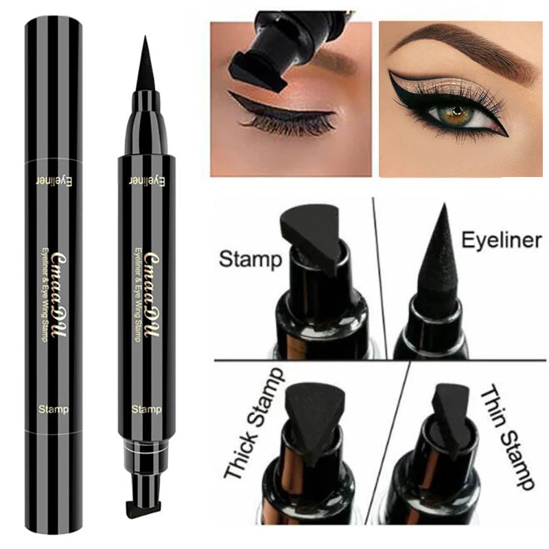 Big Seal Stamp Liquid Eyeliner Pen Waterproof Fast Dry Black Eye Liner Pencil with Eyeliner Cosmetic Double-Ended Eyeliner